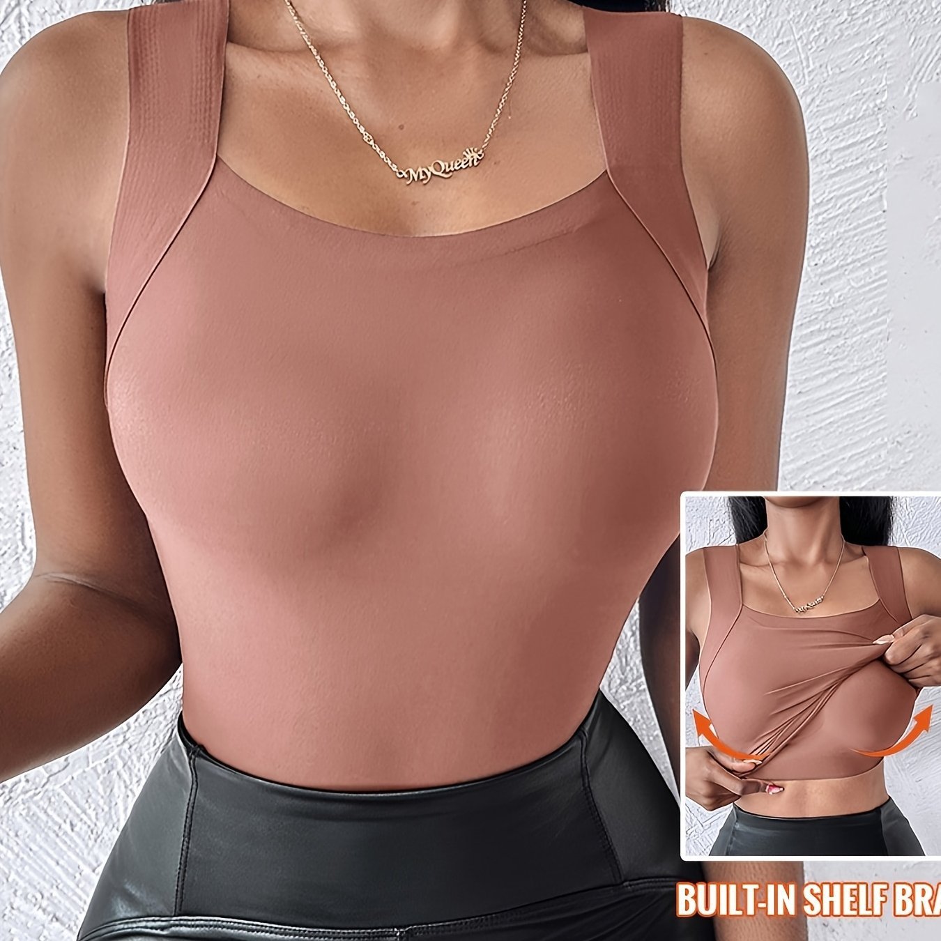 🔥💐 Women’s U-Neck Thermal Tank Top, Built-In Bra
