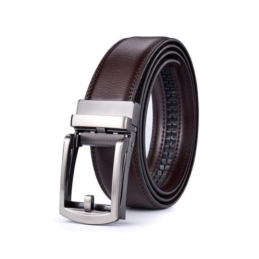 Leather Ratchet Belt With Adjustable Buckle