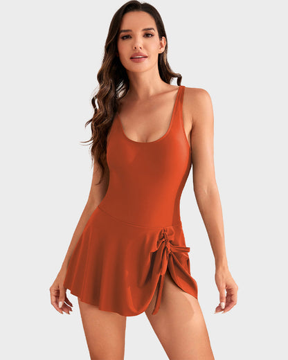 Women's Tummy Control One-Piece Swimsuit (with Skirt)