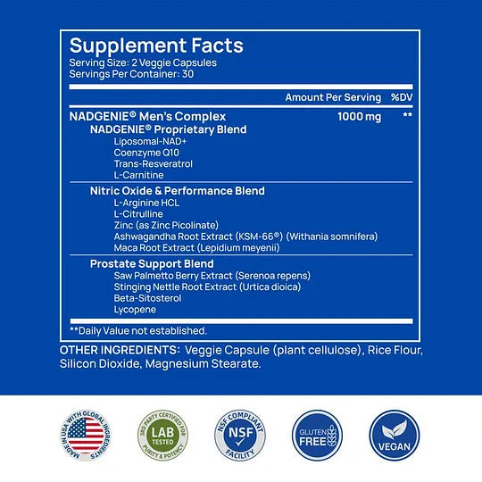 Ateticime NAD+ for Men & Magnesium Complex - Natural Energy, Balance & Recover