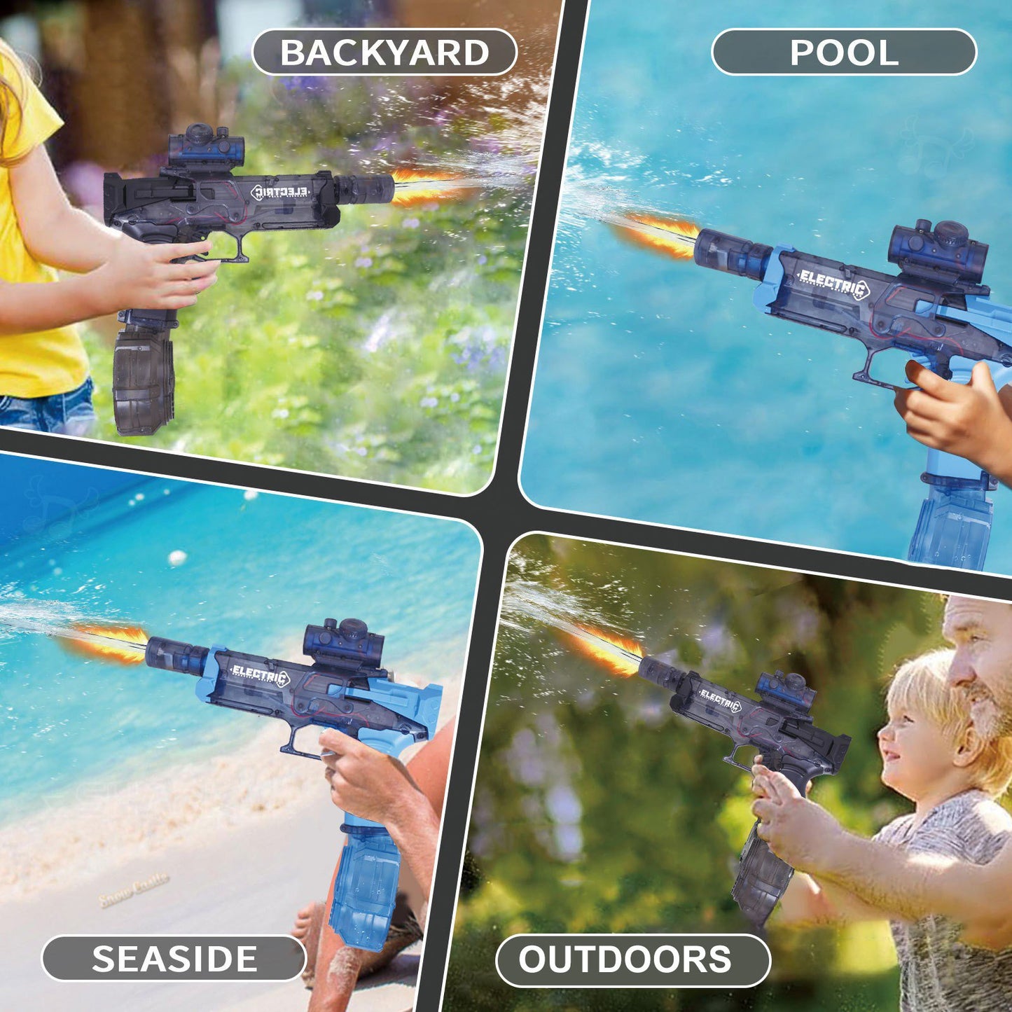 Electric Water Blaster with LED Lights, Water Shooter Powerful Squirt Water Pistol