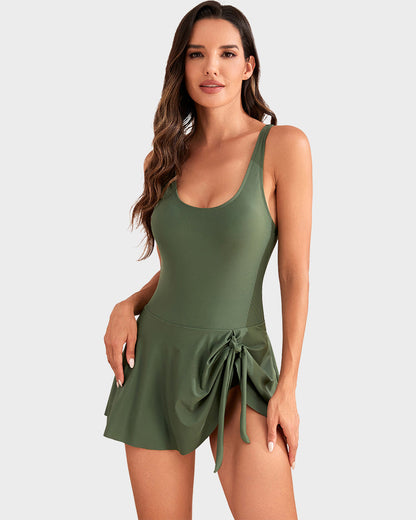 Women's Tummy Control One-Piece Swimsuit (with Skirt)
