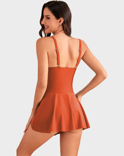 Women's Tummy Control One-Piece Swimsuit (with Skirt)