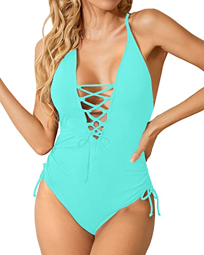 Women Sexy Lace Up One Piece Swimsuit
