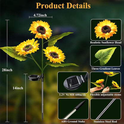 Solar LED Sunflower Garden Lights-29.6inch/74cm