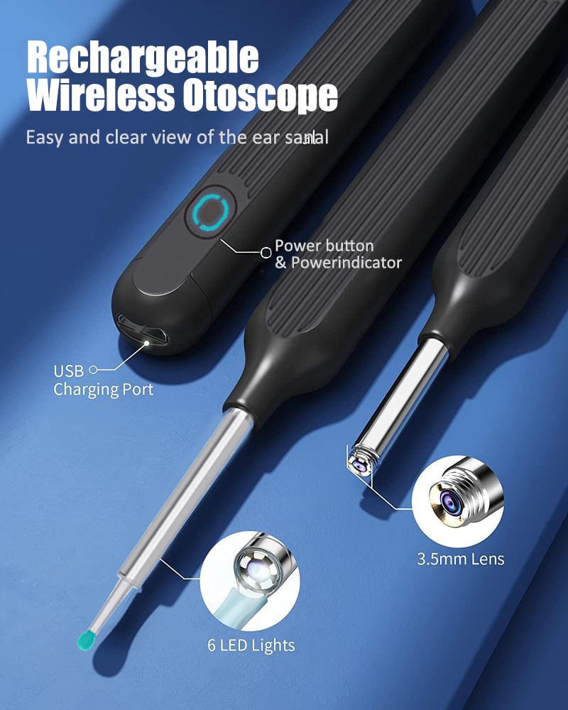 Wi-Fi Visible WaxRemoval Spoon,USB 1296P HD Load Otoscope