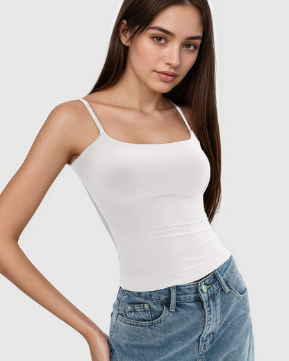 Minimalist Slim Tank Top – Square Neck & Adjustable Straps