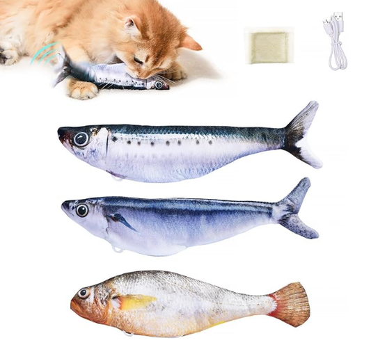 3 Pack Bitesized Realistic Flopping Fish Cat Toys, Interactive Cat toys