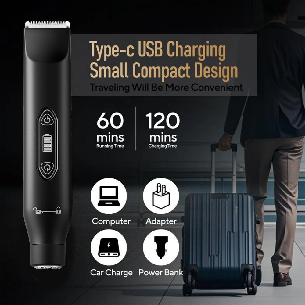 Electric Hair Trimmer for Men & Women – Dual Heads, Waterproof, Replaceable Blades