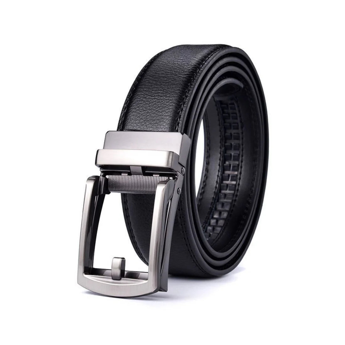 Leather Ratchet Belt With Adjustable Buckle