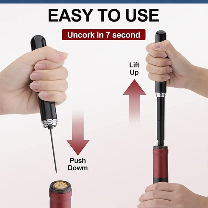 Air pressure wine corkscrew