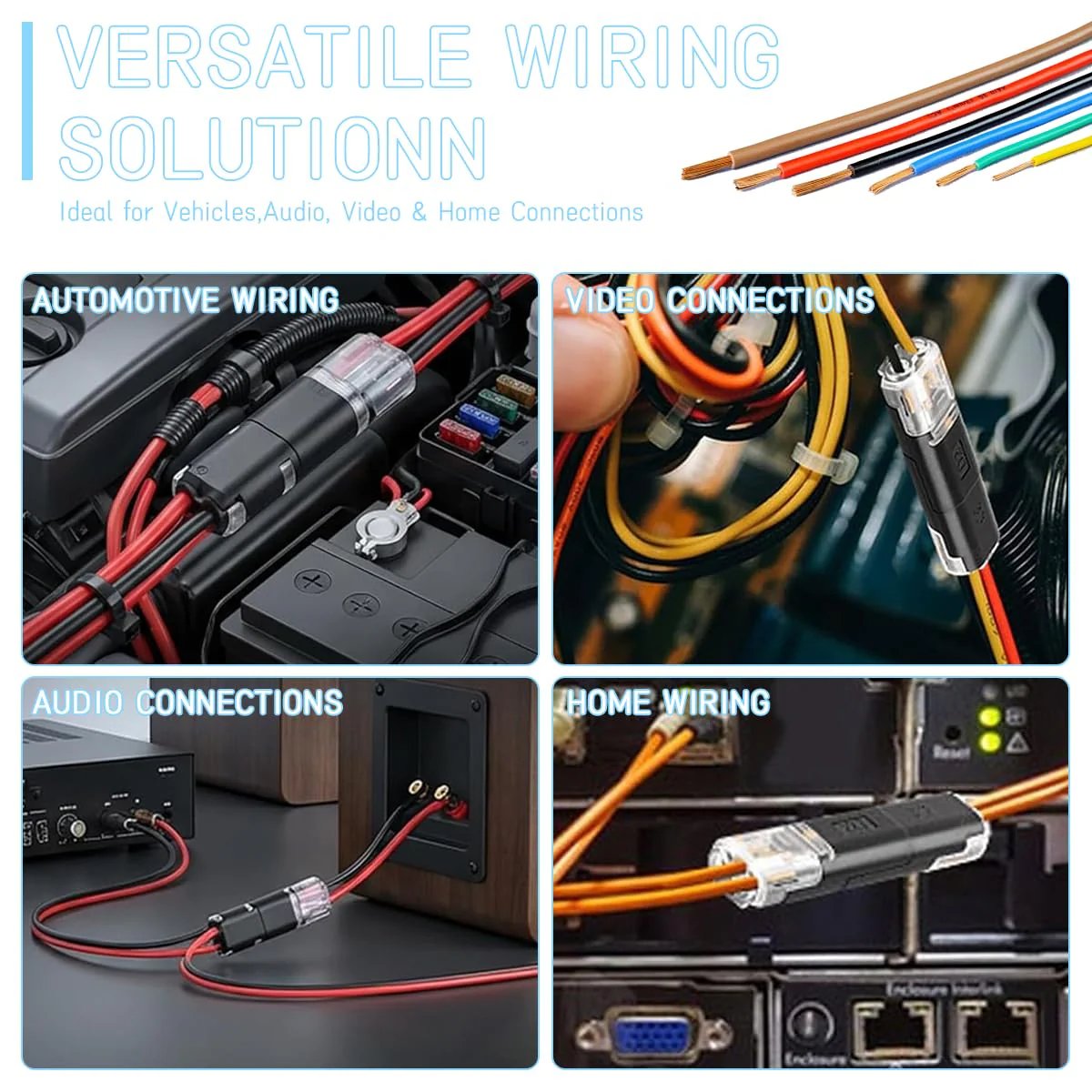 50pcs Double Wire Plug in Connector with Locking Buckle