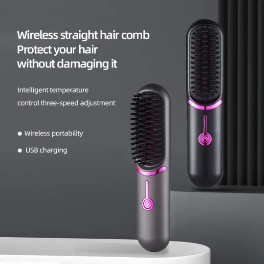 Cordless straightening and curling brush 2 in 1