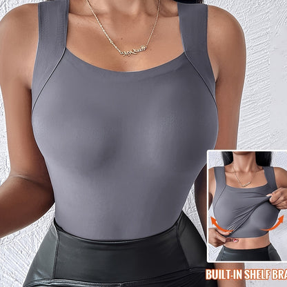 🔥💐 Women’s U-Neck Thermal Tank Top, Built-In Bra