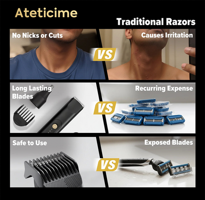 Electric Hair Trimmer for Men & Women – Dual Heads, Waterproof, Replaceable Blades