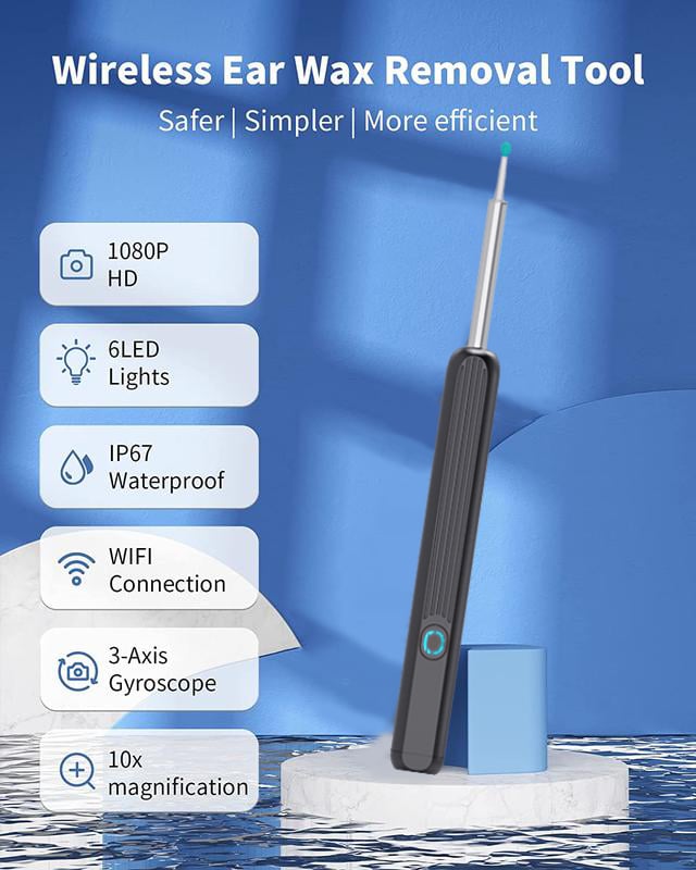 Wi-Fi Visible WaxRemoval Spoon,USB 1296P HD Load Otoscope
