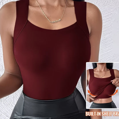 🔥💐 Women’s U-Neck Thermal Tank Top, Built-In Bra