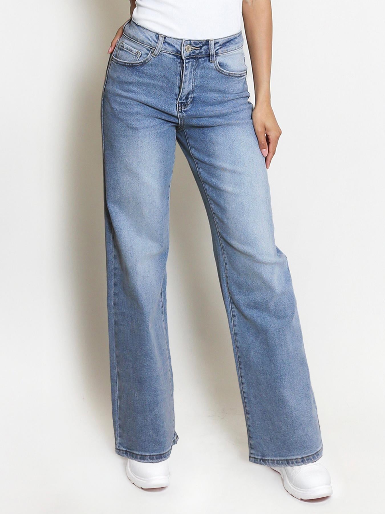 Women's Minimalist High Waist Denim Stretch Wide Leg Jeans