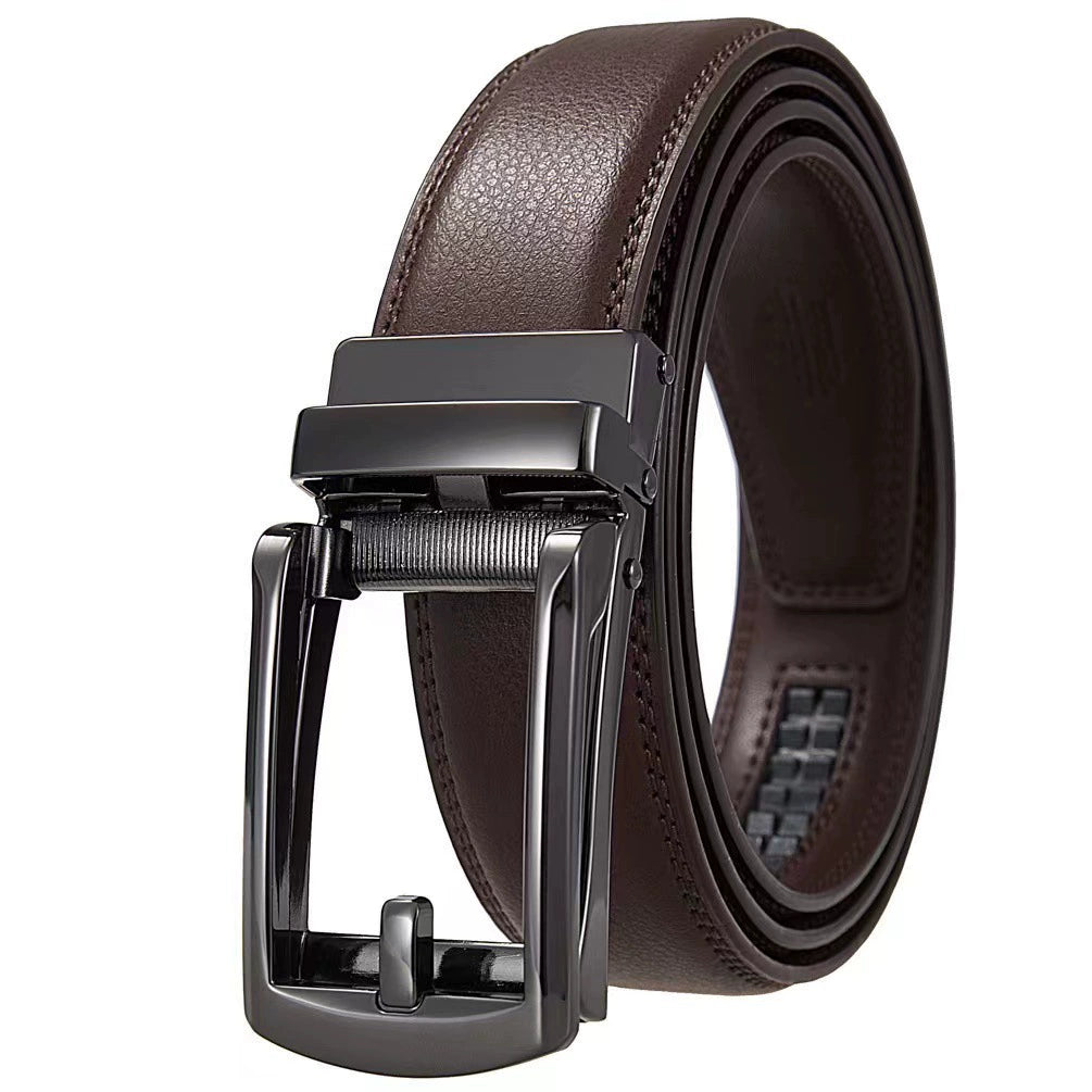 Leather Ratchet Belt With Adjustable Buckle