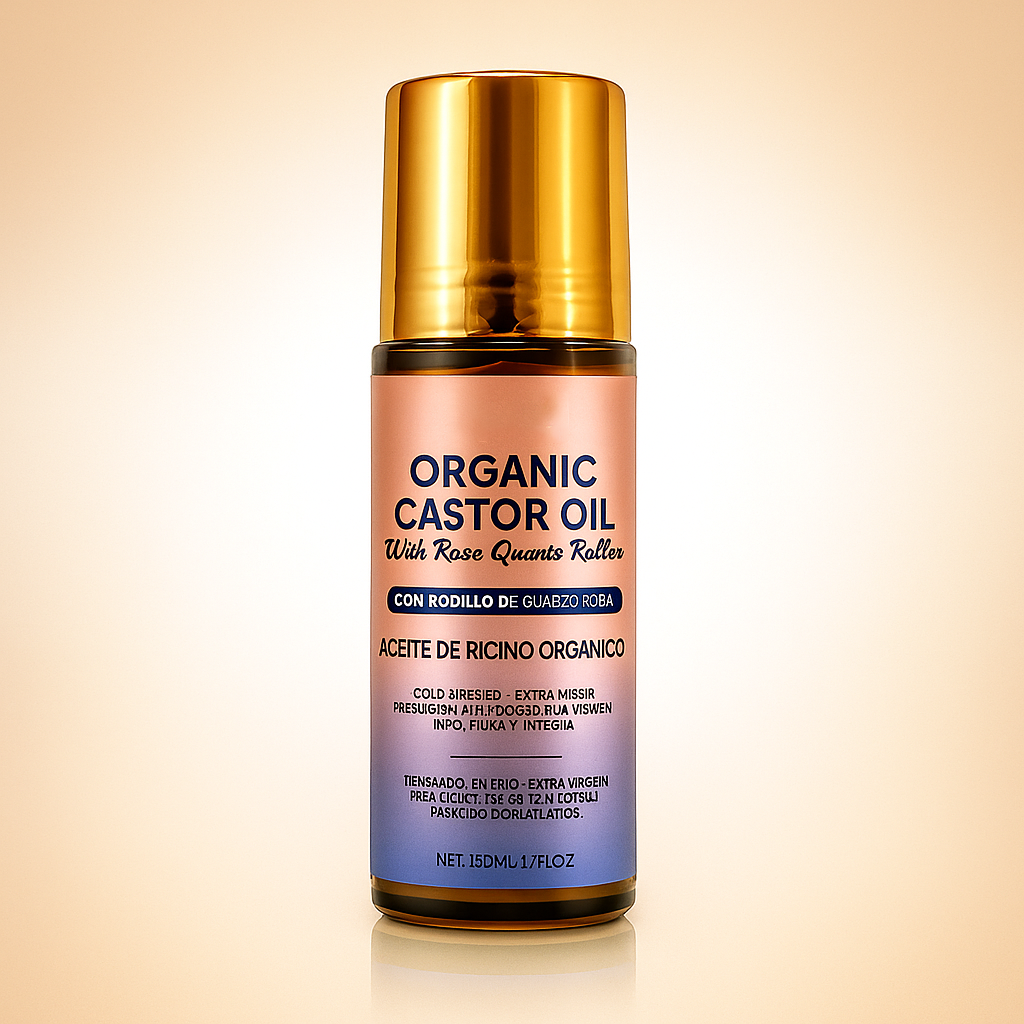 Organic Castor Oil With Rose Quartz Roller