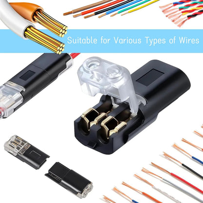 50pcs Double Wire Plug in Connector with Locking Buckle