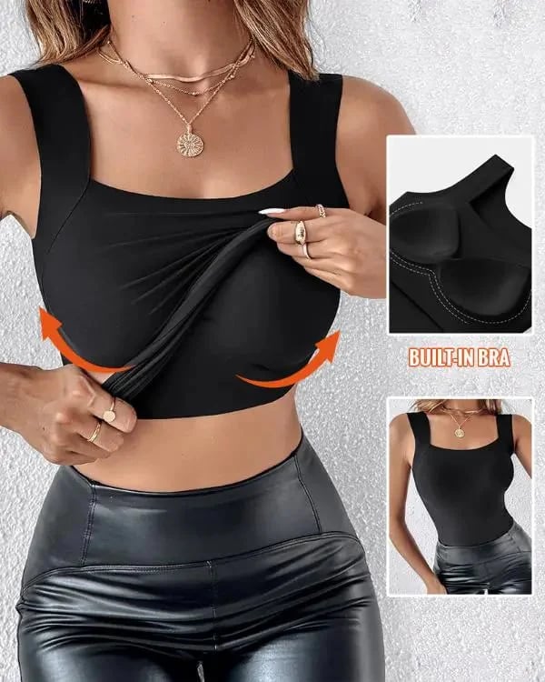 🔥💐 Women’s U-Neck Thermal Tank Top, Built-In Bra
