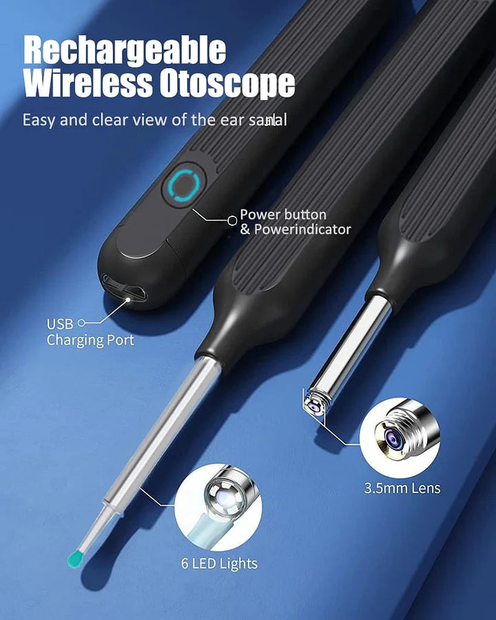 Wi-Fi Visible WaxRemoval Spoon,USB 1296P HD Load Otoscope