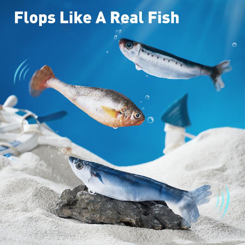 3 Pack Bitesized Realistic Flopping Fish Cat Toys, Interactive Cat toys