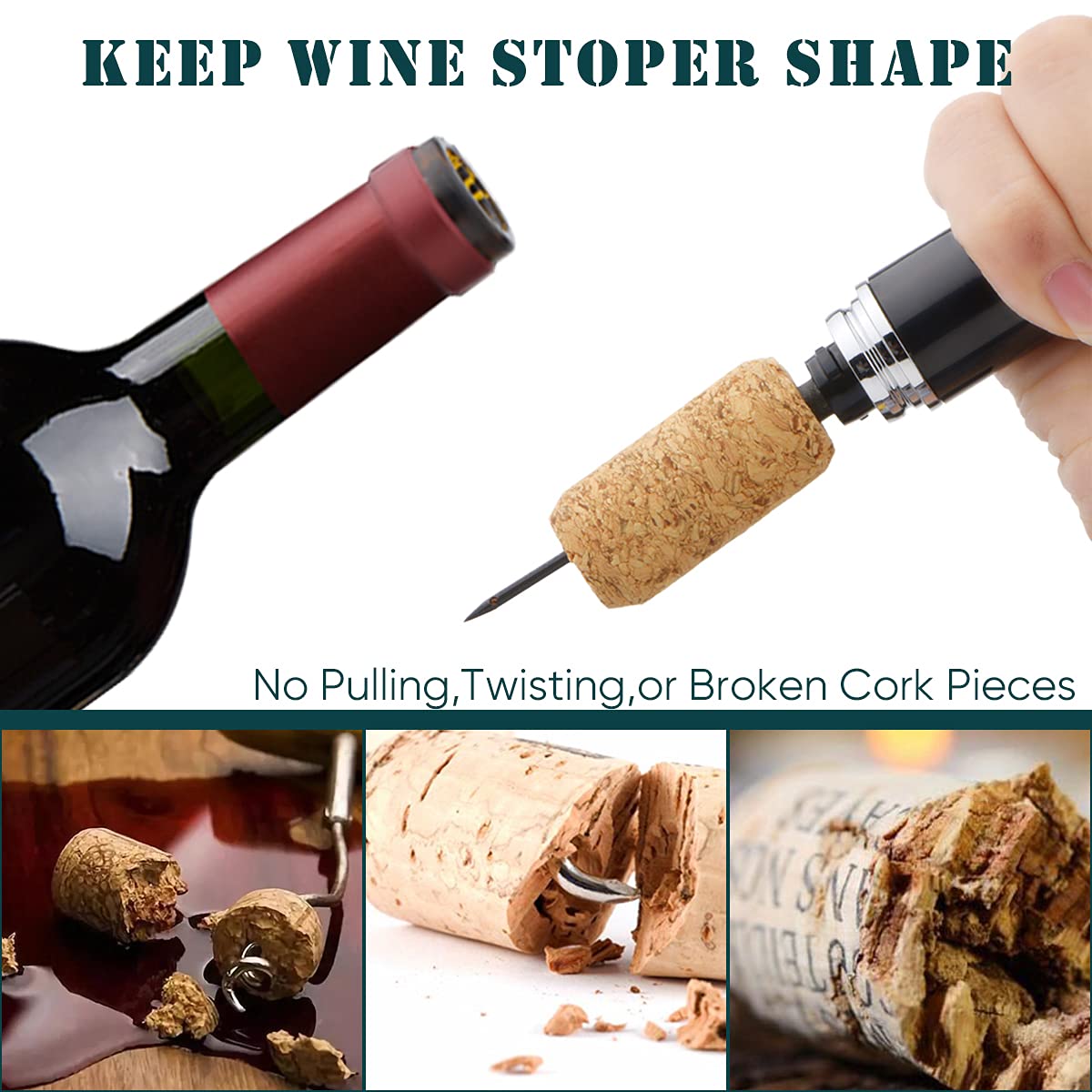 Air pressure wine corkscrew
