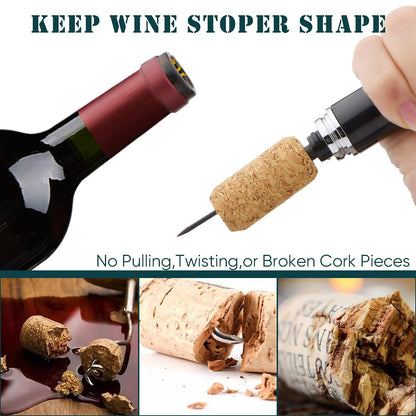 Air pressure wine corkscrew