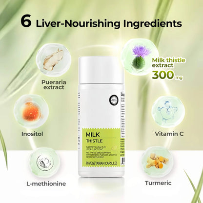 Milk Thistle Liver Detox & Colon Cleanse, Natural Liver Health Support with Kudzu Root, Turmeric, Inositol, Methionine,Vitamin C,90 Capsules silymarin